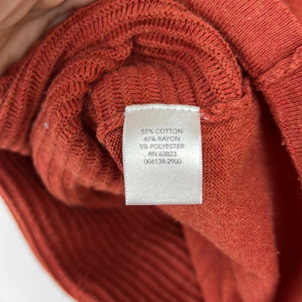 CHRISTOPHER & BANKS pullover sweater shirt orange ribbed texture orange … - Picture 7 of 8